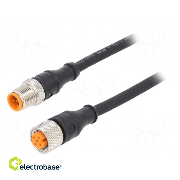 Connection lead | M12 | PIN: 5 | 2m | plug | 60VAC | 4A | -25÷80°C | IP67