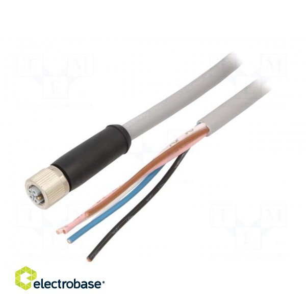 Connection lead | M12 | PIN: 5 | 5m | plug | 12A | -25÷85°C | PUR | IP65,IP67