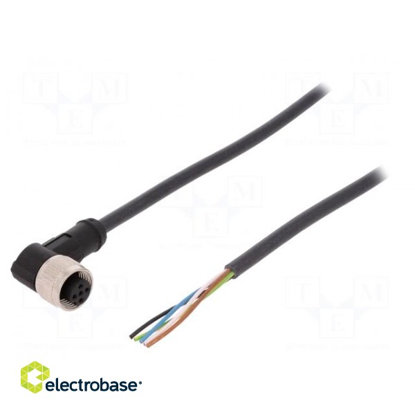 Connection lead | M12 | PIN: 5 | angled | 2m | plug | 60VAC | 4A | -25÷80°C