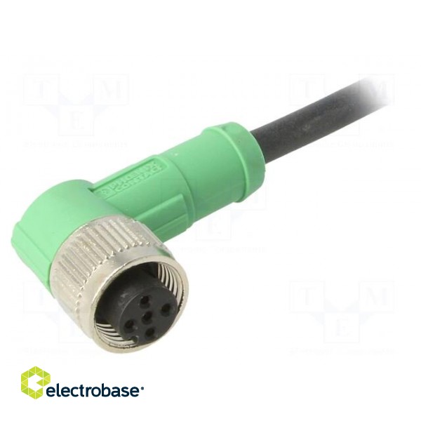 Connection lead | M12 | PIN: 5 | angled | 3m | plug | 60VAC | 4A | -25÷90°C