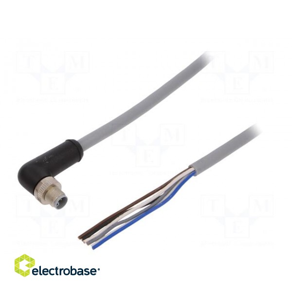 Connection lead | M12 | PIN: 5 | angled | 3m | plug | 63VAC | 16A | -30÷70°C