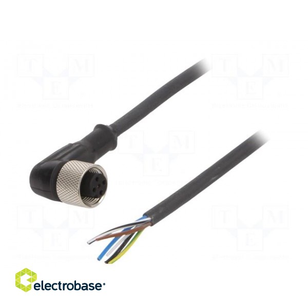 Connection lead | M12 | PIN: 5 | angled | 5m | plug | 24VAC | 4A | -25÷70°C