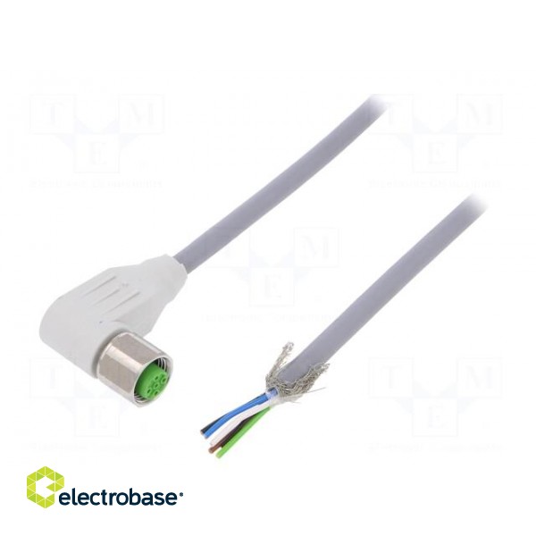 Connection lead | M12 | PIN: 5 | angled | 5m | plug | 60VAC | -25÷80°C | PVC