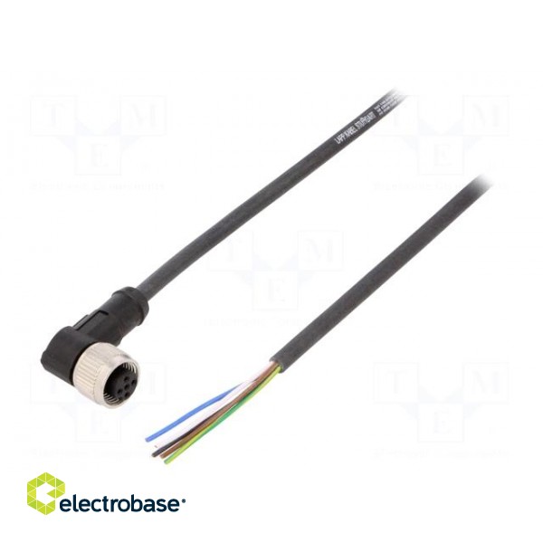 Connection lead | M12 | PIN: 5 | angled | 5m | plug | 60VAC | 4A | -25÷80°C