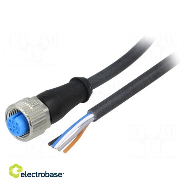 Connection lead | M12 | PIN: 5 | straight | 10m | plug | 125VAC | 4A | IP67