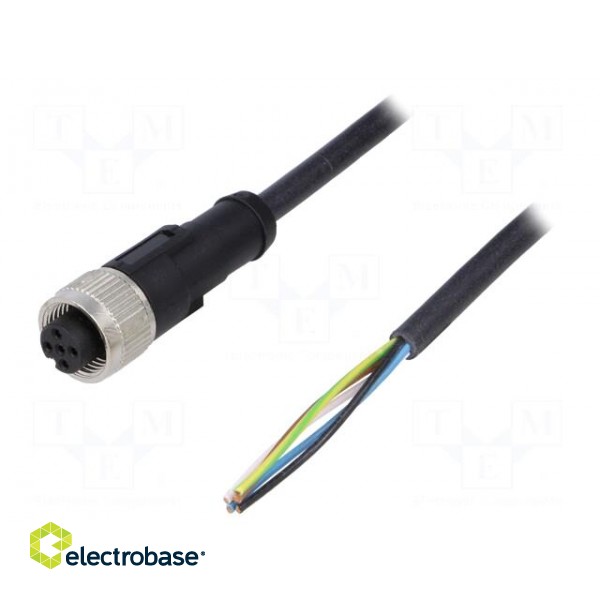 Connection lead | M12 | PIN: 5 | straight | 2m | plug | 60VAC | 4A | -25÷80°C
