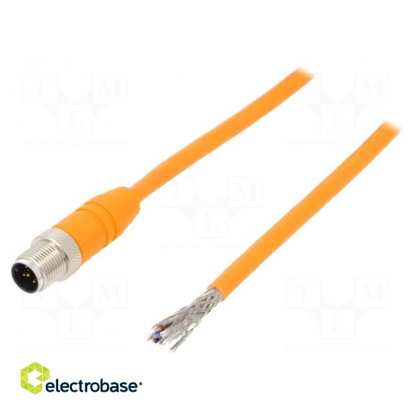 Connection lead | M12 | PIN: 5 | straight | 2m | plug | 60VAC | 4A | -25÷80°C