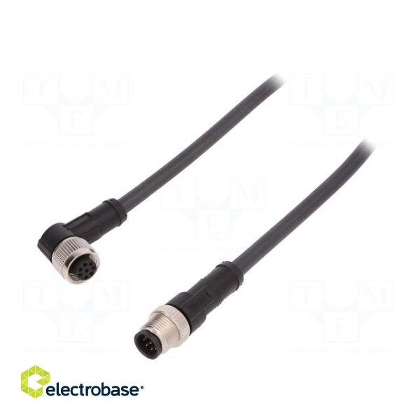 Connection lead | M12 | PIN: 8 | 1m | plug | 30VAC | 4A | -25÷80°C | 30VDC