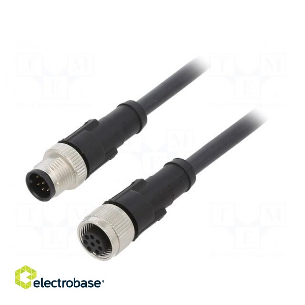 Connection lead | M12 | PIN: 8 | 2m | plug | 30VAC | 4A | -25÷80°C | PUR