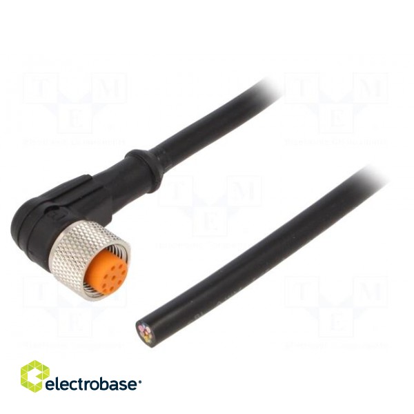 Connection lead | M12 | PIN: 8 | angled | 2m | plug | 30VAC | 2A | -25÷80°C