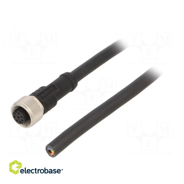 Connection lead | M12 | PIN: 8 | straight | 1m | plug | 30VAC | 2A | -20÷80°C