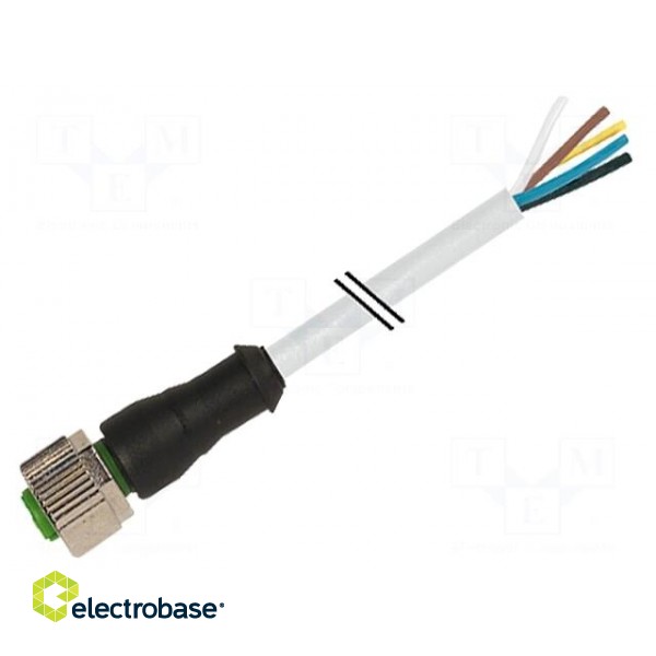 Connection lead | M12 | PIN: 8 | straight | 3m | plug | 30VAC | 2A | -20÷85°C