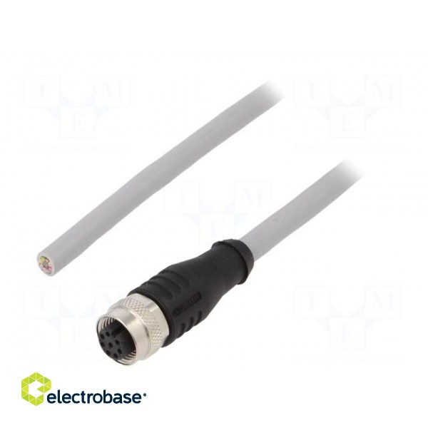 Connection lead | M12 | PIN: 8 | straight | 5m | plug | -30÷80°C | IP67