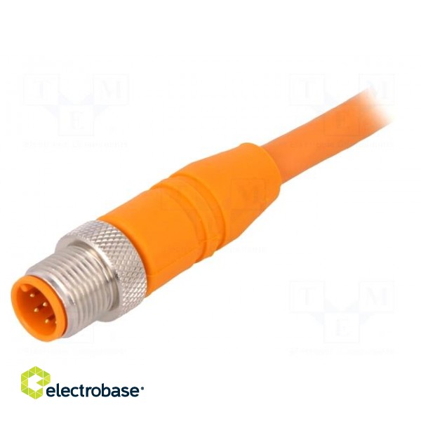 Connection lead | M12 | straight | 2m | plug | 250VAC | 4A | -25÷80°C | PVC