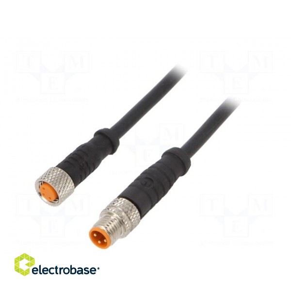 Connection lead | M8 | PIN: 3 | 1.5m | plug | 50VAC | 4A | -25÷80°C | PUR