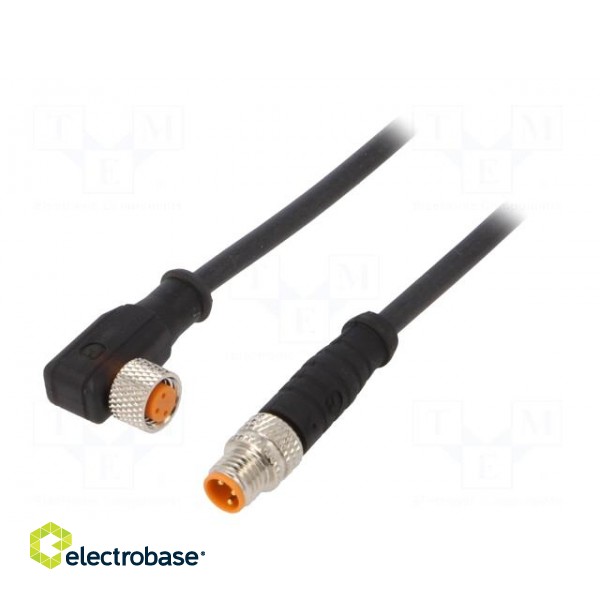 Connection lead | M8 | PIN: 3 | 1m | plug | 4A | -25÷80°C | PUR | IP67 | 30VDC