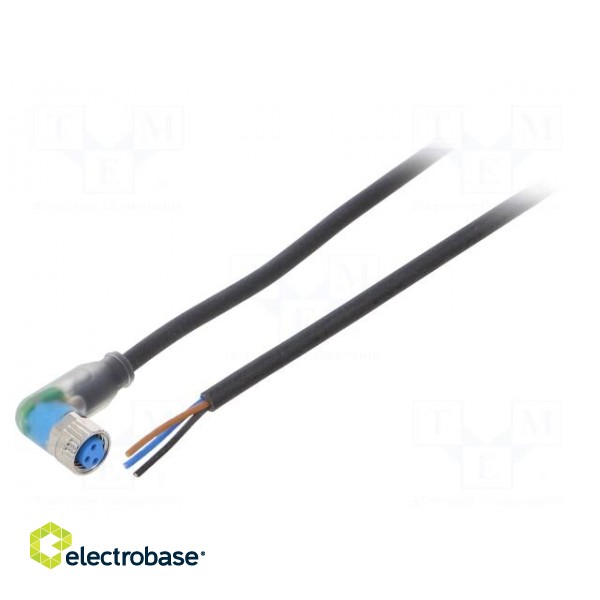 Connection lead | M8 | PIN: 3 | angled | 10m | plug | 4A | LED indication