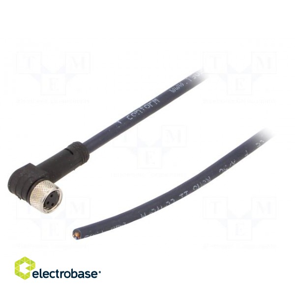 Connection lead | M8 | PIN: 3 | angled | 10m | plug | 60VAC | 4A | -35÷105°C