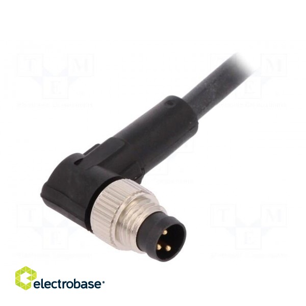 Connection lead | M8 | PIN: 3 | angled | 2m | plug | 60VAC | 4A | -25÷80°C
