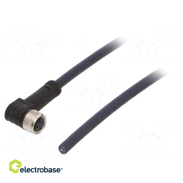 Connection lead | M8 | PIN: 3 | angled | 3m | plug | 60VAC | 4A | -35÷105°C