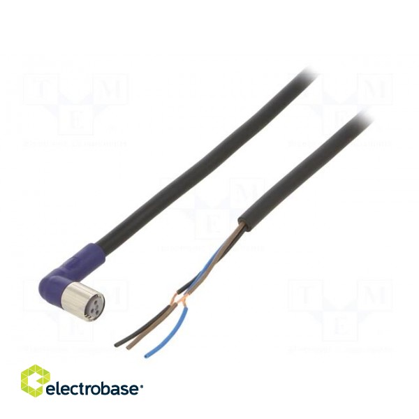 Connection lead | M8 | PIN: 3 | angled | 5m | plug | 0.5A | -10÷65°C | PVC