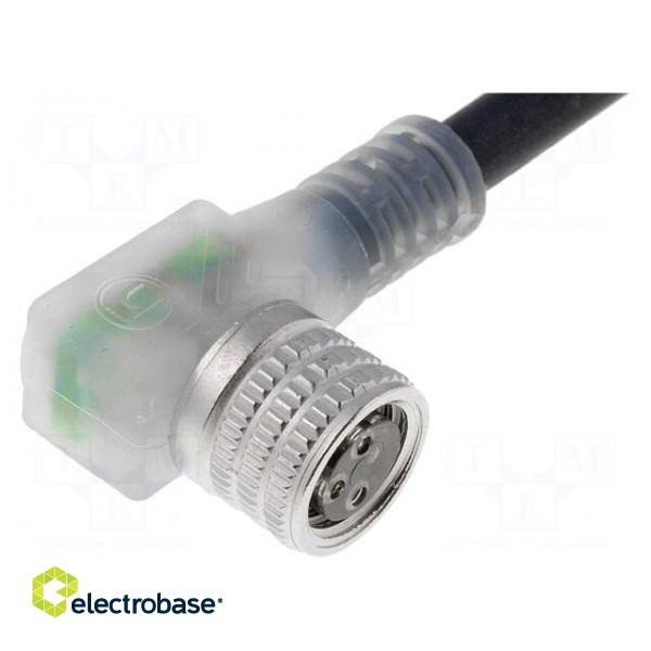 Connection lead | M8 | PIN: 3 | angled | 5m | plug | 30VAC | 4A | -25÷80°C