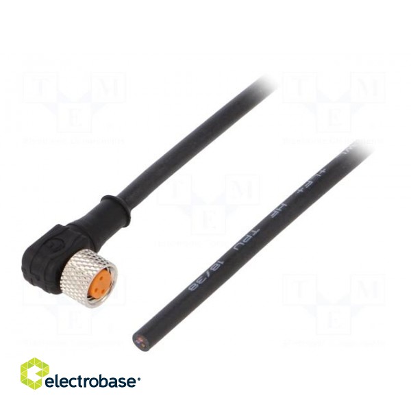 Connection lead | M8 | PIN: 3 | angled | 5m | plug | 50VAC | 4A | -25÷80°C
