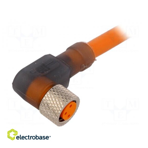 Connection lead | M8 | PIN: 3 | angled | 5m | plug | 60VAC | 4A | -25÷80°C