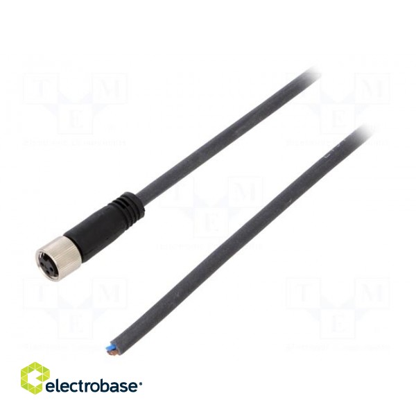 Connection lead | M8 | PIN: 3 | straight | 3m | plug | 60VAC | 4A | -25÷80°C