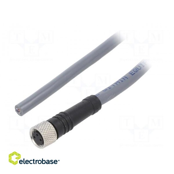Connection lead | M8 | PIN: 3 | straight | 3m | plug | 63VAC | 2.7A | PUR