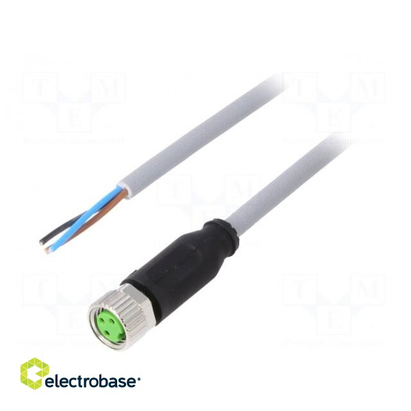 Connection lead | M8 | PIN: 3 | straight | 5m | plug | 50VAC | 4A | -40÷80°C