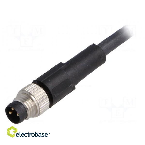 Connection lead | M8 | PIN: 3 | straight | 5m | plug | 60VAC | 4A | -25÷80°C