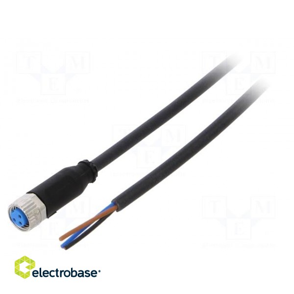 Connection lead | M8 | PIN: 3 | straight | 5m | plug | 60VAC | 4A | -40÷80°C
