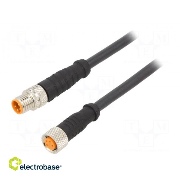 Connection lead | M8 | PIN: 4 | 0.6m | plug | 50VAC | 4A | -25÷80°C | PVC