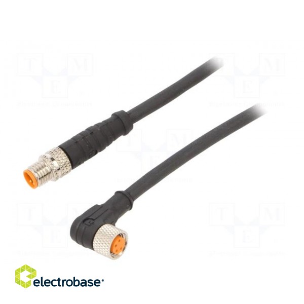 Connection lead | M8 | PIN: 4 | 2m | plug | 50VAC | 4A | -25÷80°C | PUR | IP67