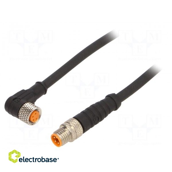 Connection lead | M8 | PIN: 4 | 5m | plug | 50VAC | 4A | -25÷80°C | PUR | IP67