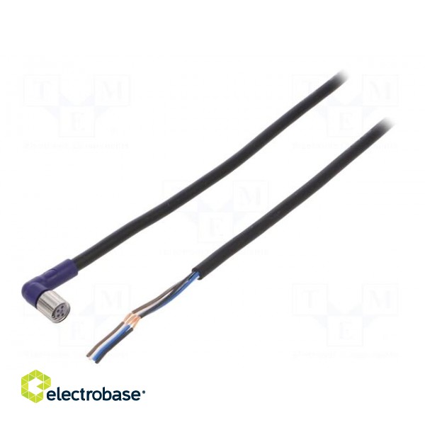 Connection lead | M8 | PIN: 4 | angled | 2m | plug | 0.5A | -10÷65°C | PVC