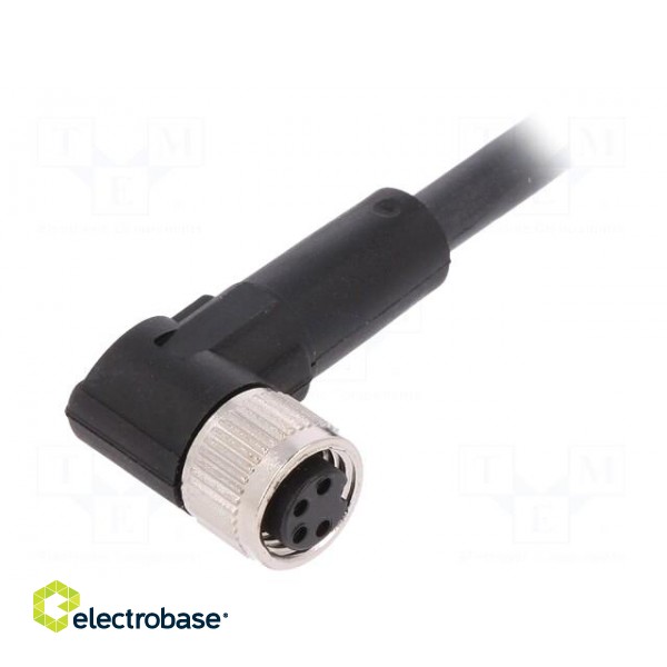 Connection lead | M8 | PIN: 4 | angled | 2m | plug | 60VAC | 4A | -25÷80°C