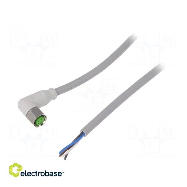 Connection lead | M8 | PIN: 4 | angled | 3m | plug | 30VAC | -25÷80°C | PVC