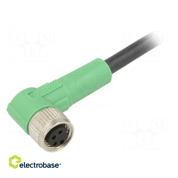 Connection lead | M8 | PIN: 4 | angled | 3m | plug | 30VAC | 4A | -25÷90°C