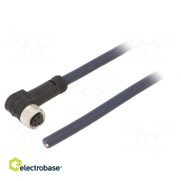 Connection lead | M8 | PIN: 4 | angled | 3m | plug | 30VAC | 4A | -35÷105°C