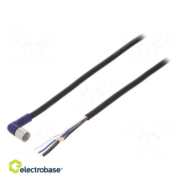 Connection lead | M8 | PIN: 4 | angled | 5m | plug | 0.5A | -10÷65°C | PVC