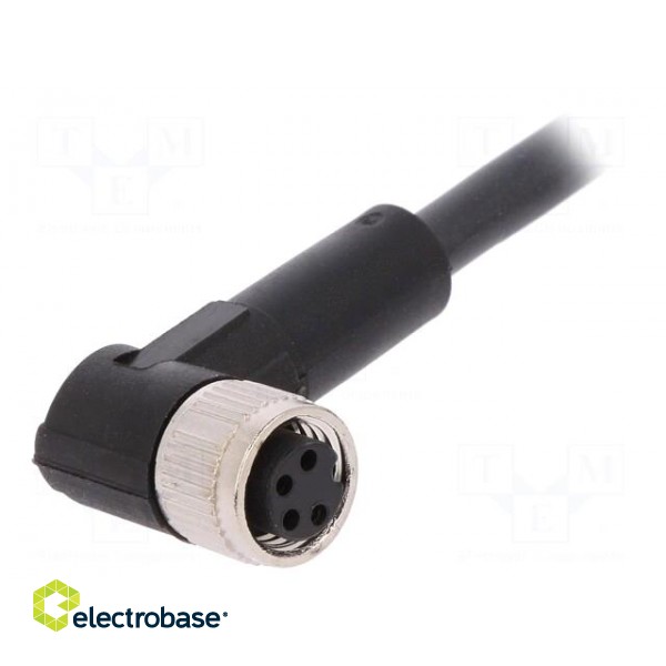 Connection lead | M8 | PIN: 4 | angled | 5m | plug | 60VAC | 4A | -25÷80°C