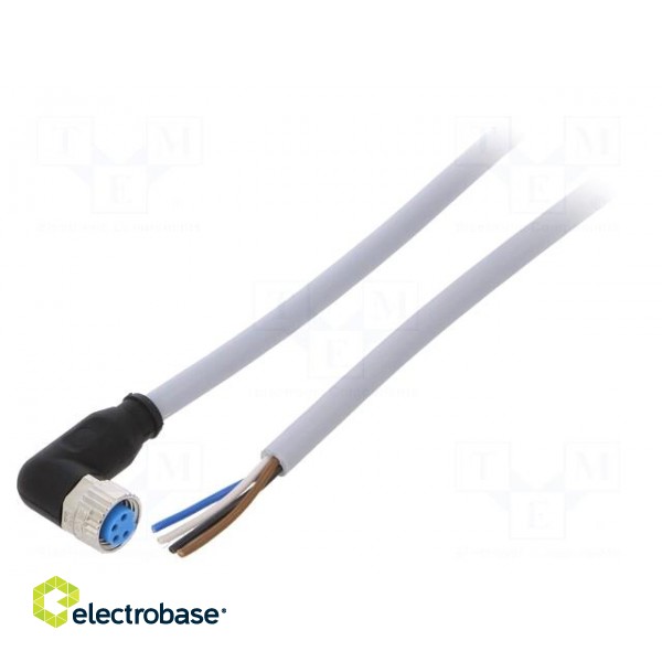 Connection lead | M8 | PIN: 4 | angled | 5m | plug | 60VAC | 4A | -30÷80°C