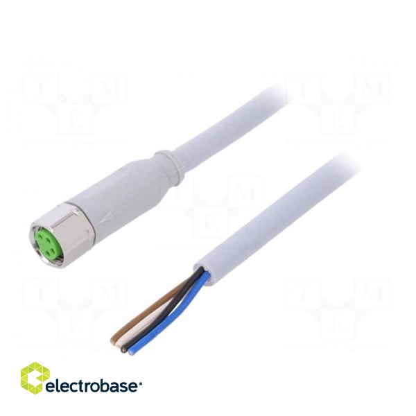 Connection lead | M8 | PIN: 4 | straight | 5m | plug | 30VAC | -25÷80°C | PVC