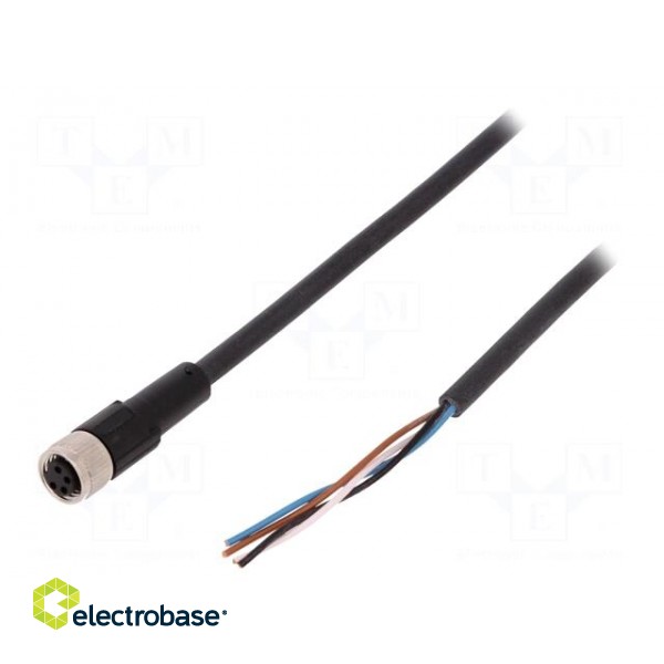 Connection lead | M8 | PIN: 4 | straight | 5m | plug | 60VAC | 4A | -25÷80°C