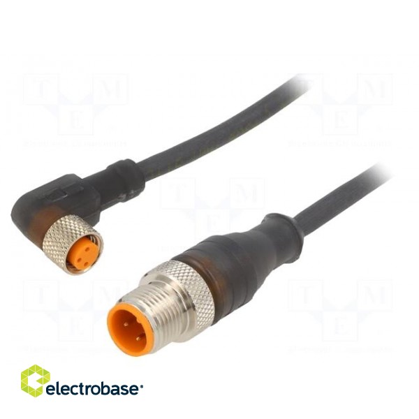 Connection lead | PIN: 3 | 5m | plug | 4A | -25÷80°C | Insulation: PUR