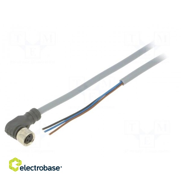 Connection lead | PIN: 3 | angled | 2m | M8 | 60VAC | 4A | Cores: 3 | PVC | IP67