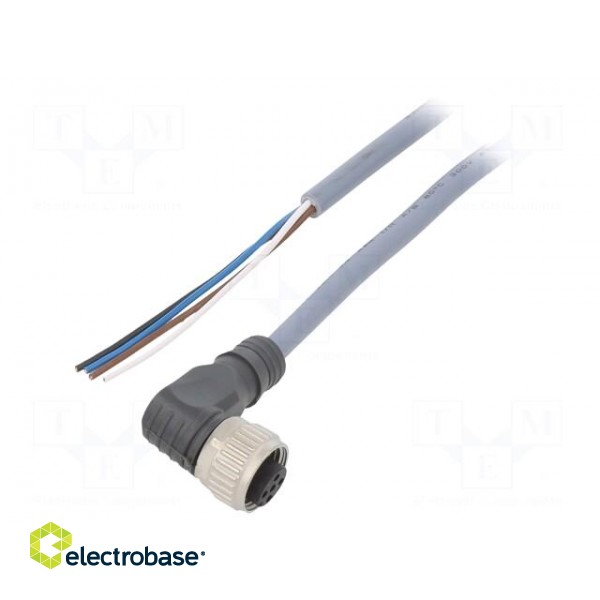Connection lead | PIN: 4 | angled | 5m | M12 | 250VAC | 4A | Cores: 4 | PVC