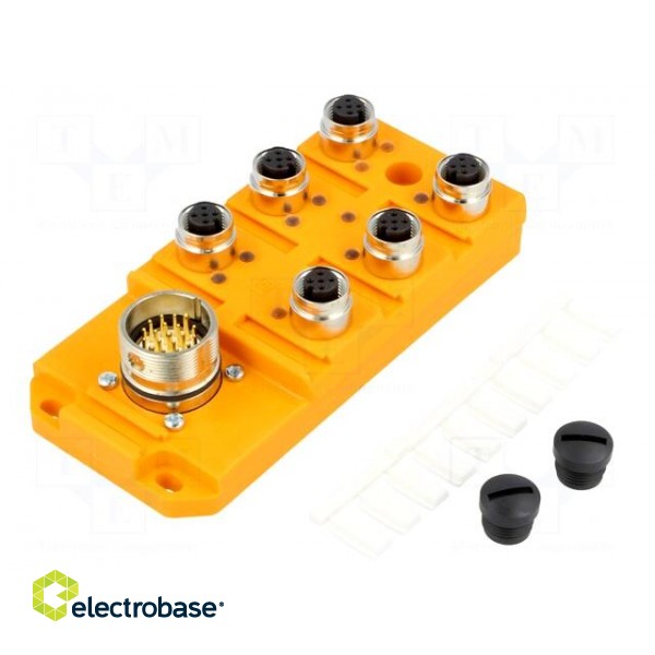 Distribution box | M12 | PIN: 5 | socket | 4A | with LED indicators фото 1
